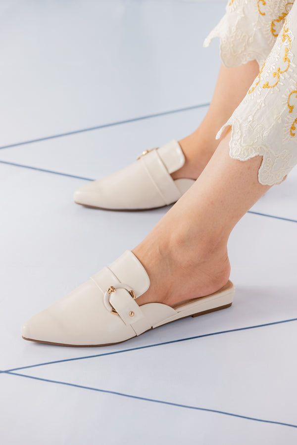 Women ivory mules shoes