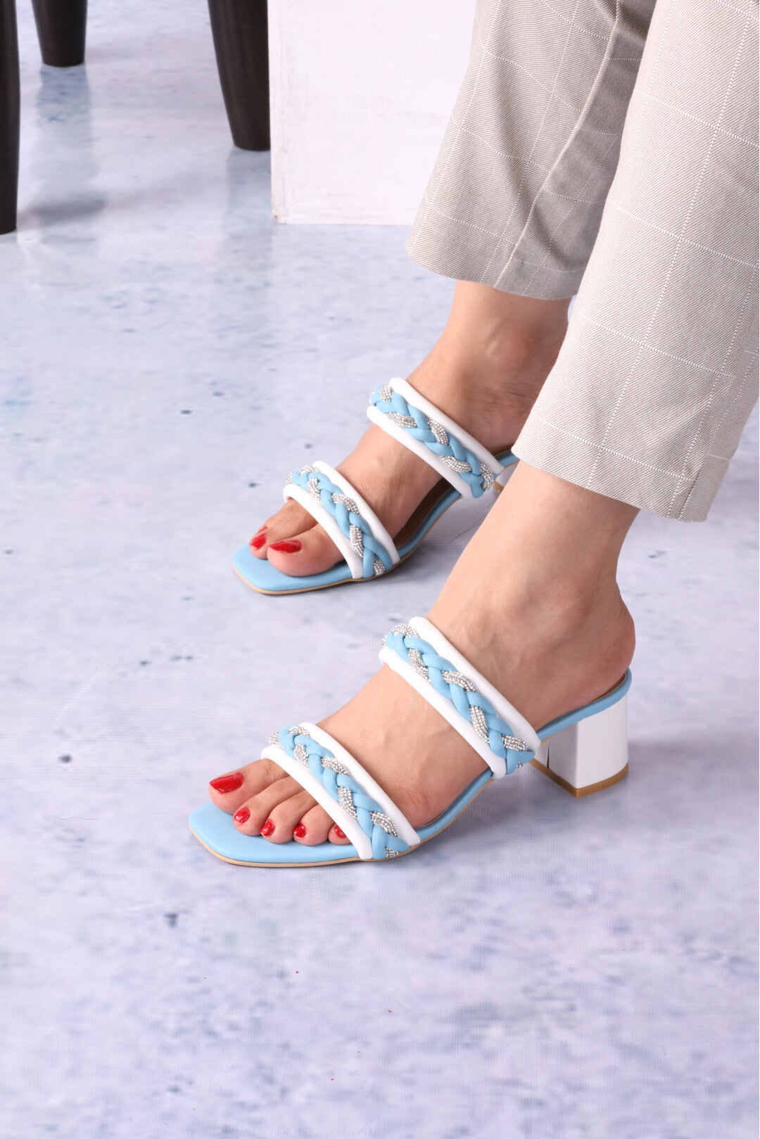 Light blue strappy shoes best sale