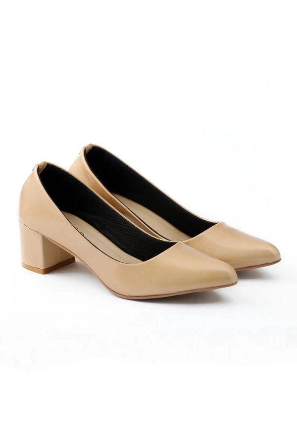 Elegant Golden Hue Block Pump Heel  -  heels.pk - block heels, golden heel, pump heels, taalshoes-golden232 - https://heels.pk/collections/new-arrivals/products/elegant-golden-hue-block-pump-heel