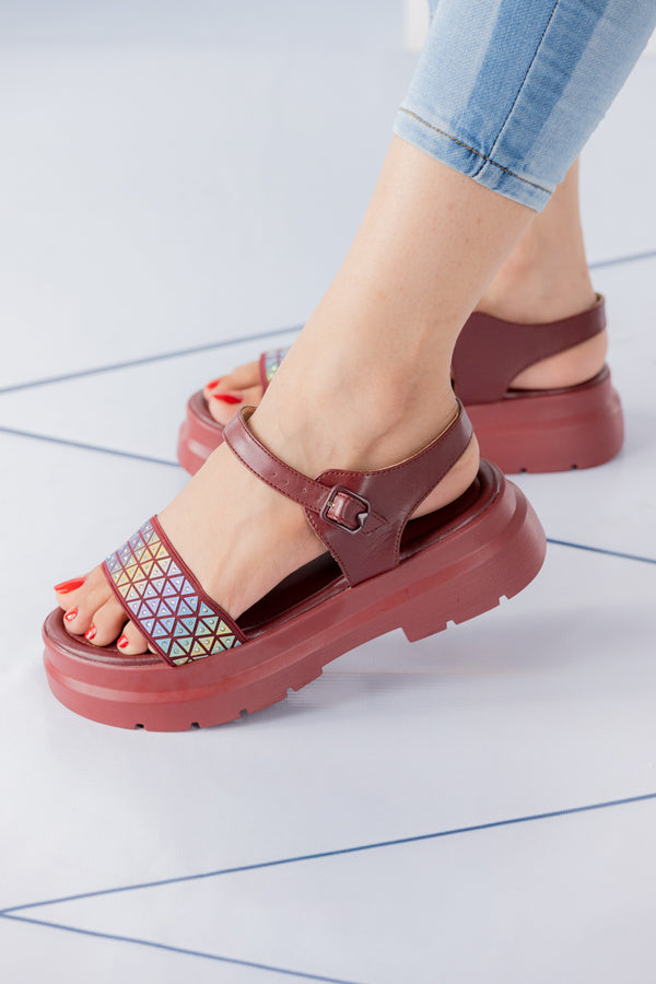 Women MAROON platform sandals