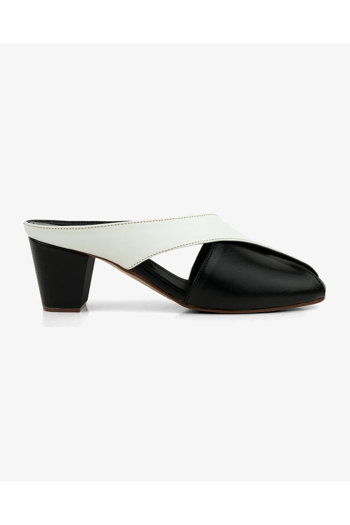 Monochrome Elegance: Aric Block Peep Toe Heel with Two-Tone Design  -  heels.pk - black heels, block heels, panache-fawn, peep toe heel, white heel - https://heels.pk/collections/new-arrivals/products/monochrome-elegance-aric-block-peep-toe-heel-with-two-tone-design