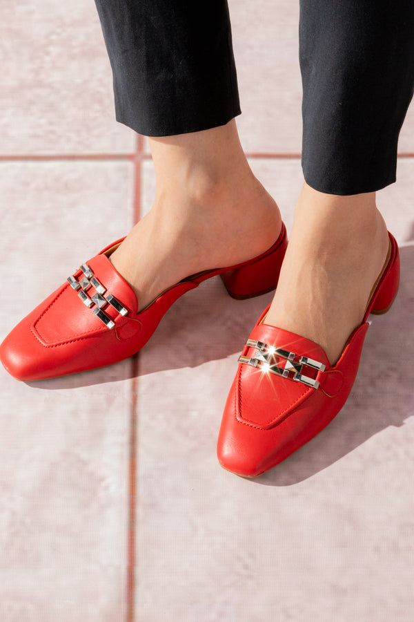 Women RED mules