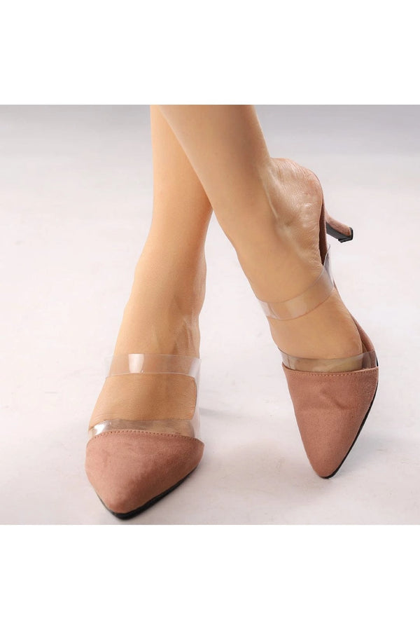 Peach Serenity: Strappy Mules with Kitten Heel  -  heels.pk - kitten heel, mules heel, peach heel, strappy heel, z-peach-heel - https://heels.pk/collections/new-arrivals/products/peach-serenity-strappy-mules-with-kitten-heel