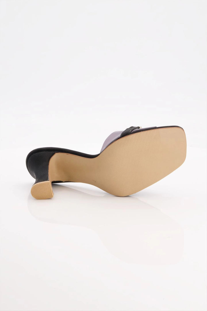 Sophisticated Noir Block BlackHeels with Signature Charm  -  heels.pk - black heels, block heels, SMT-AS-BJ-3475-BLACK - https://heels.pk/collections/new-arrivals/products/buy-sophisticated-noir-block-blackheels-with-signature-charm