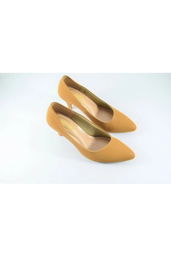 Matte Pump Mustard Kiten Heels | Subtle Elegance  -  heels.pk - kitten heel, mian-four-season-mustard177, mustard heels, pump heels - https://heels.pk/collections/new-arrivals/products/buy-matte-pump-mustard-kiten-heels-subtle-elegance