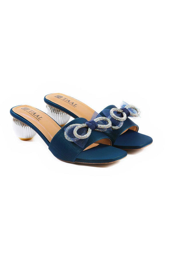 Perth Blue Embellished Sandals with Block Heels  -  heels.pk - block heels, blue heel, taal-store-blue753 - https://heels.pk/collections/new-arrivals/products/buy-perth-blue-embellished-sandals-with-block-heels
