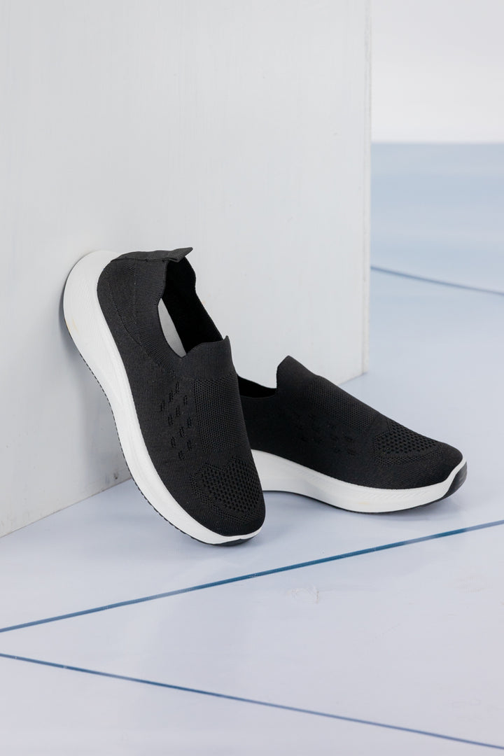 Midnight Glide Slip-On Black Sneakers Shoes for Ladies