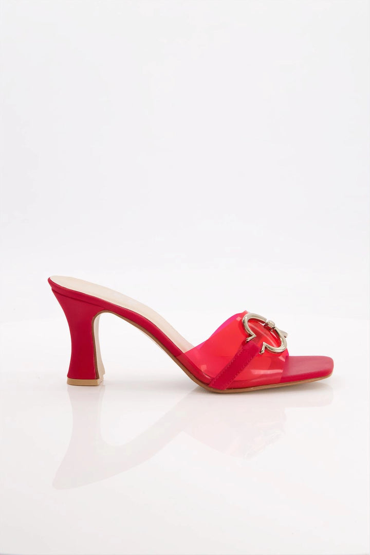 Chic Elegance Red Block Heel with Designer Accents  -  heels.pk - block heels, red heel, SMT-AS-BJ-3475-RED - https://heels.pk/collections/new-arrivals/products/buy-chic-elegance-red-block-heel-with-designer-accents