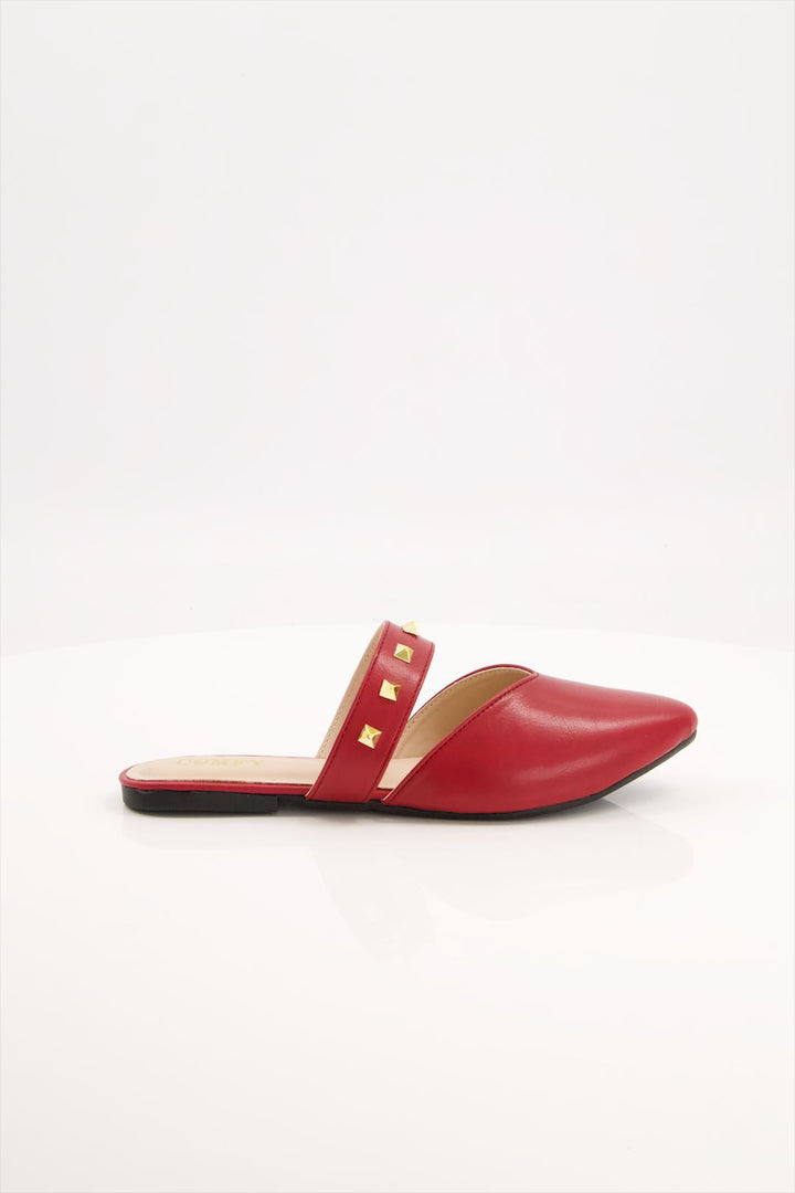 Crimson Elegance Maroon Synthetic Leather Mules Shoes for Ladies