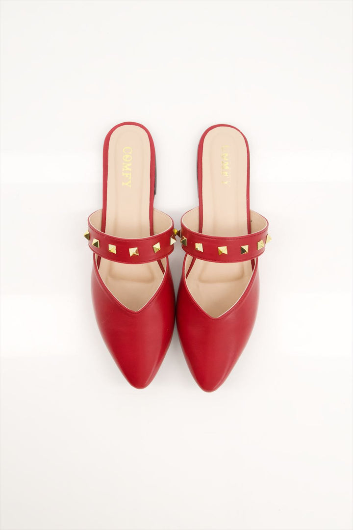 Crimson Elegance Maroon Synthetic Leather Mules Shoes for Ladies