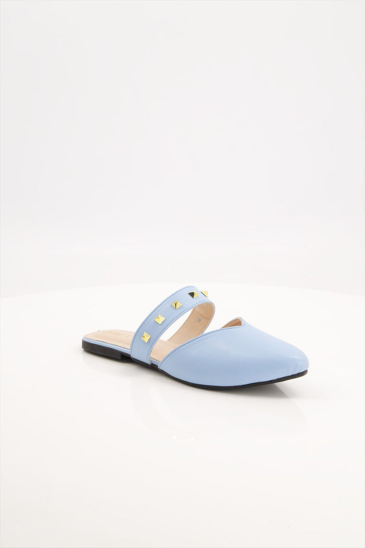 Azure Adorn Teal Synthetic Leather Mules Shoes for Girls