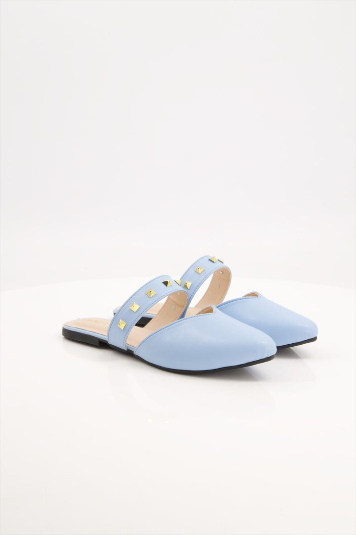 Azure Adorn Teal Synthetic Leather Mules Shoes for Girls