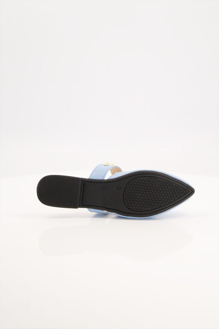 Azure Adorn Teal Synthetic Leather Mules Shoes for Girls