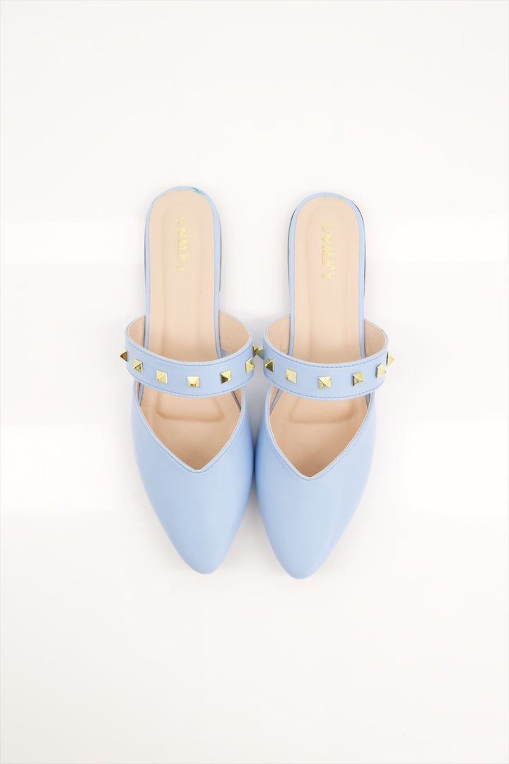 Azure Adorn Teal Synthetic Leather Mules Shoes for Girls