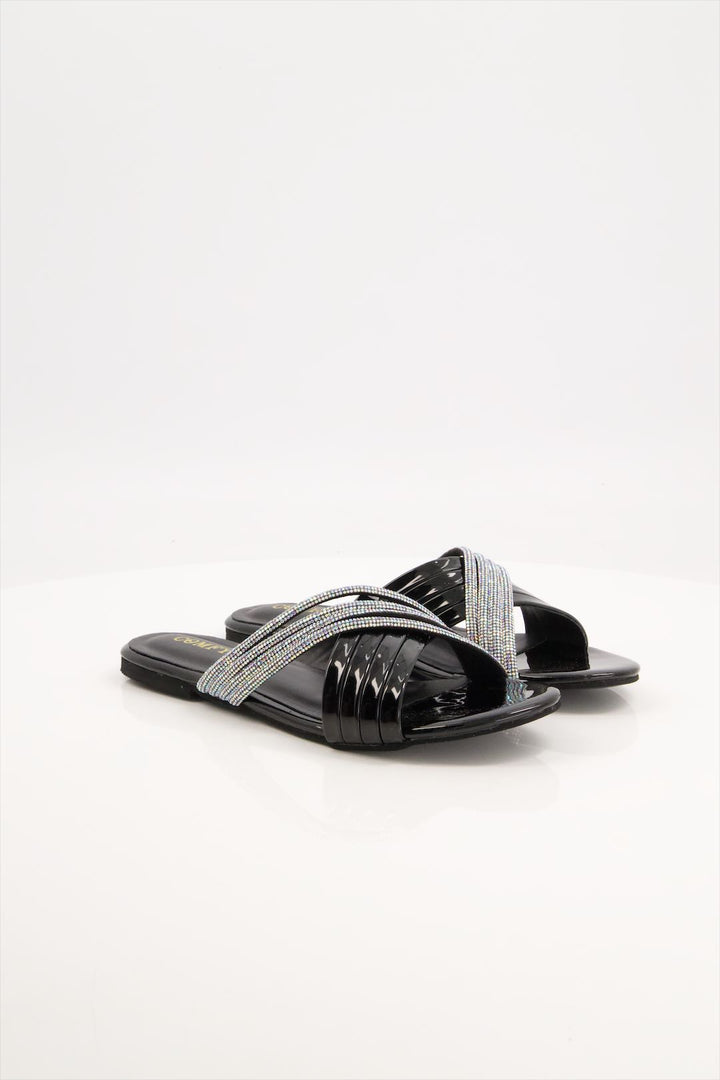 Glossy Black Slides for Girls