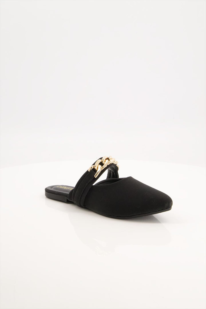 Midnight Glide Black Synthetic Leather Mules Shoes for Women