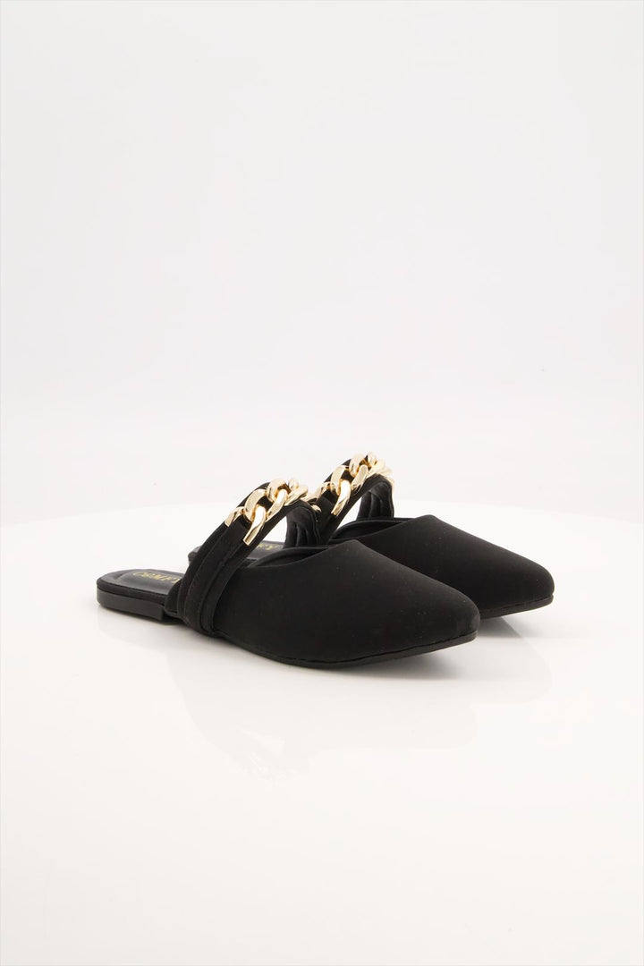 Midnight Glide Black Synthetic Leather Mules Shoes for Women