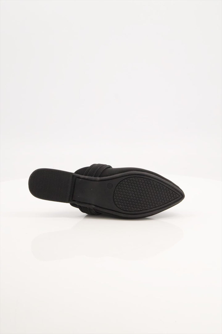 Midnight Glide Black Synthetic Leather Mules Shoes for Women