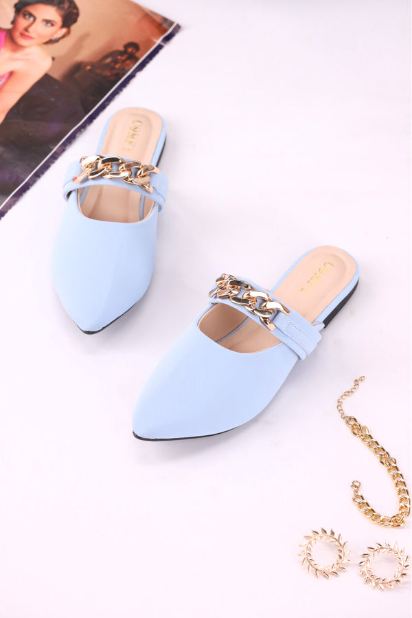 Celestial Women's Sky Blue Synthetic Leather Mules Shoes  -  heels.pk - BF-104-SKYBLUE, mules shoes, Pumps, WS:40327_5512 - https://heels.pk/collections/new-arrivals/products/buy-celestial-womens-sky-blue-synthetic-leather-mules-shoes