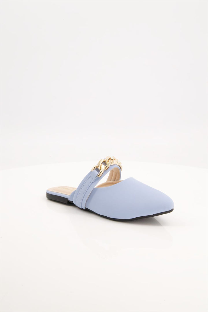 Celestial Women's Sky Blue Synthetic Leather Mules Shoes