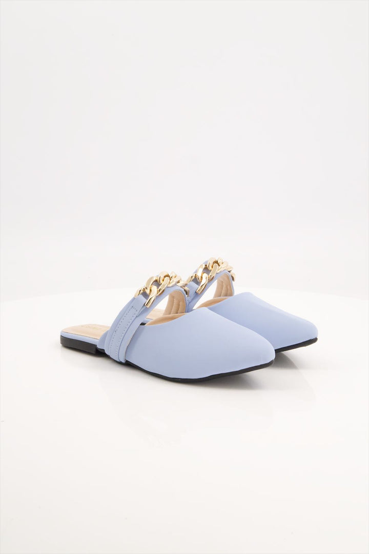 Celestial Women's Sky Blue Synthetic Leather Mules Shoes