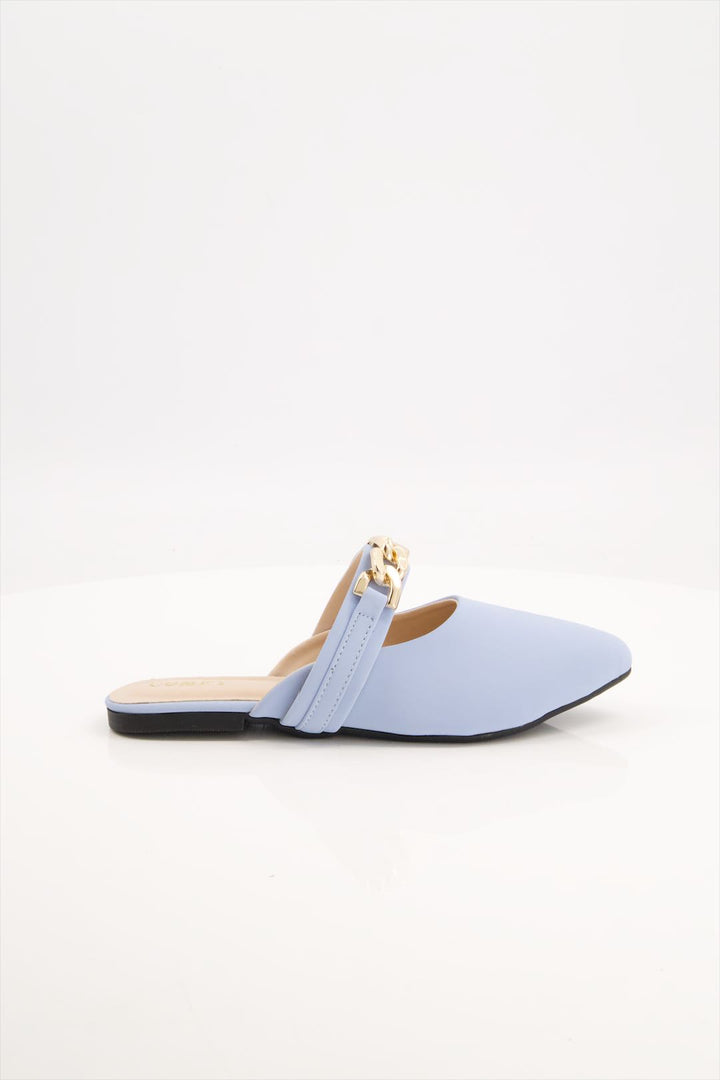 Celestial Women's Sky Blue Synthetic Leather Mules Shoes