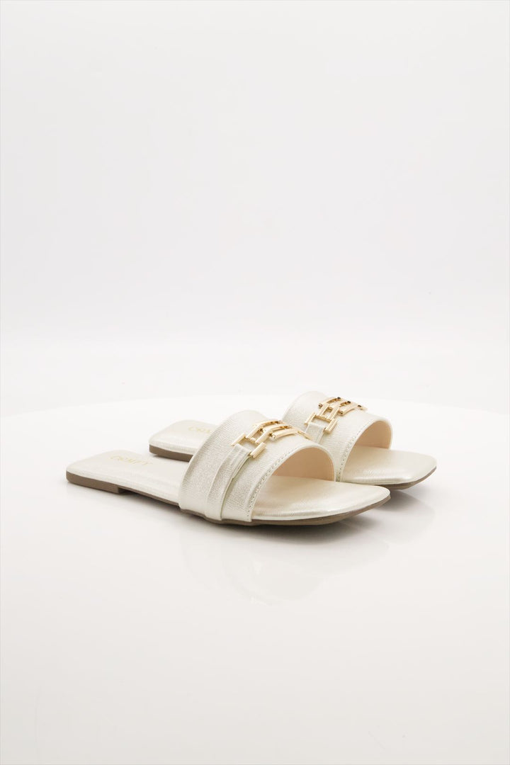 Ivory Grace Cream Slides Shoes Women