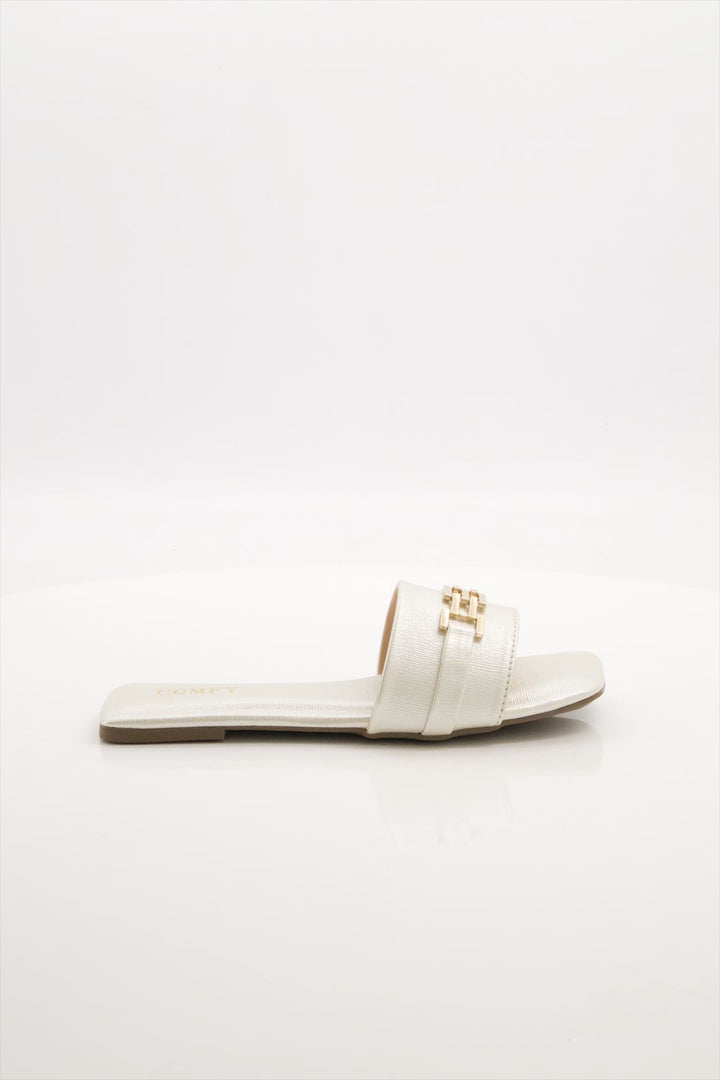 Ivory Grace Cream Slides Shoes Women