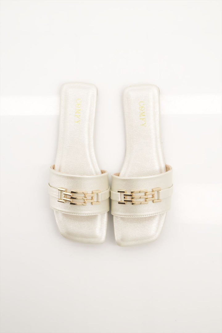 Ivory Grace Cream Slides Shoes Women