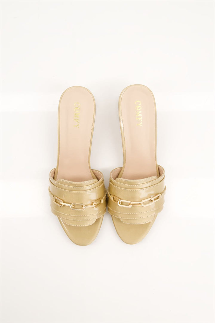 Golden Glow Women Block Heels Chappal new collection