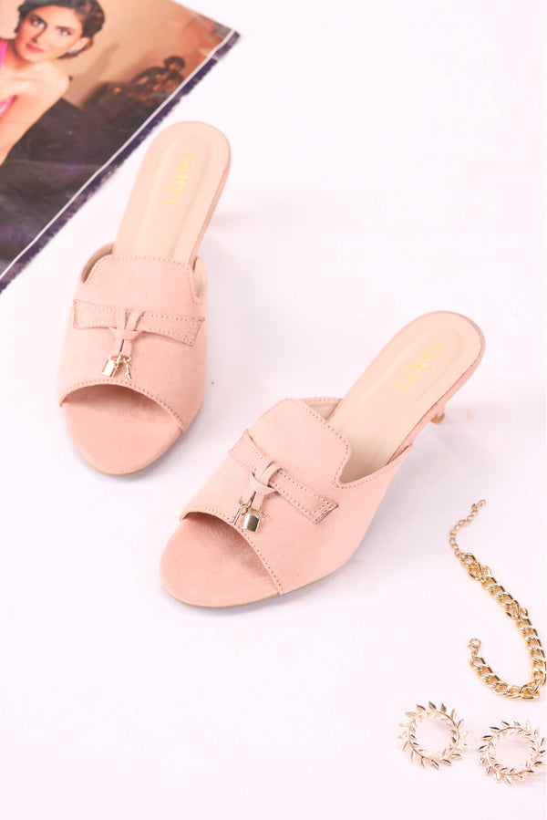 Blush Elegance Women Pink Kitten Heels Chappal  -  heels.pk - BF-111-PINK, Heels, kitten heel, pink heel, WS:40340_5024 - https://heels.pk/collections/new-arrivals/products/buy-blush-elegance-women-pink-kitten-heels-chappal-online