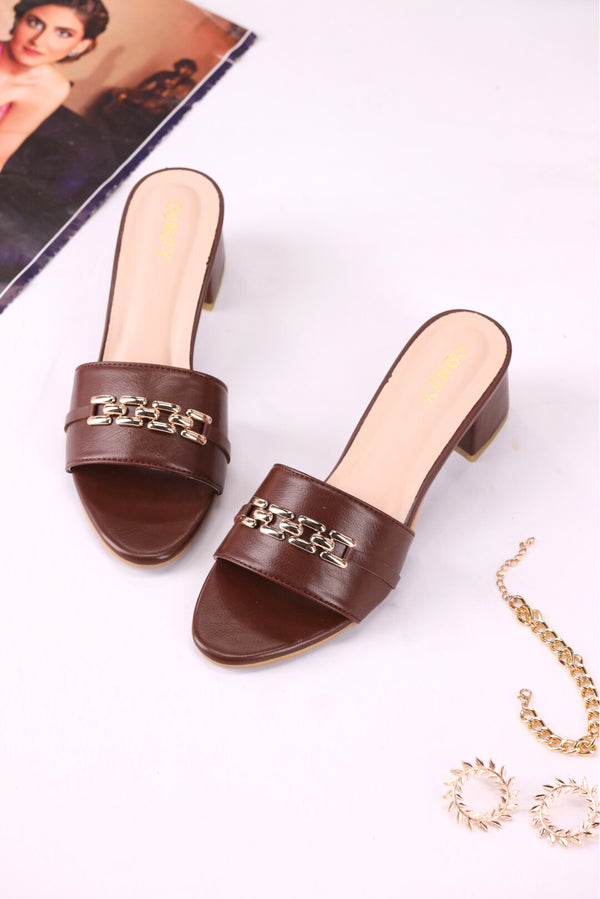 Classic Espresso Brown Block Heels Chappal for Girls  -  heels.pk - BF-113-BROWN, block heel, brown heel, Heels, WS:40345_5022 - https://heels.pk/collections/new-arrivals/products/buy-classic-espresso-brown-block-heels-for-girls-in-pakistan