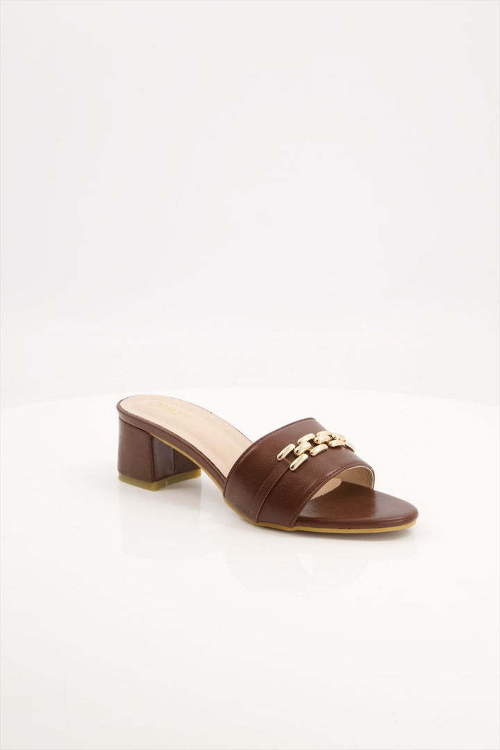 Classic Espresso Brown Block Heels Chappal for Girls