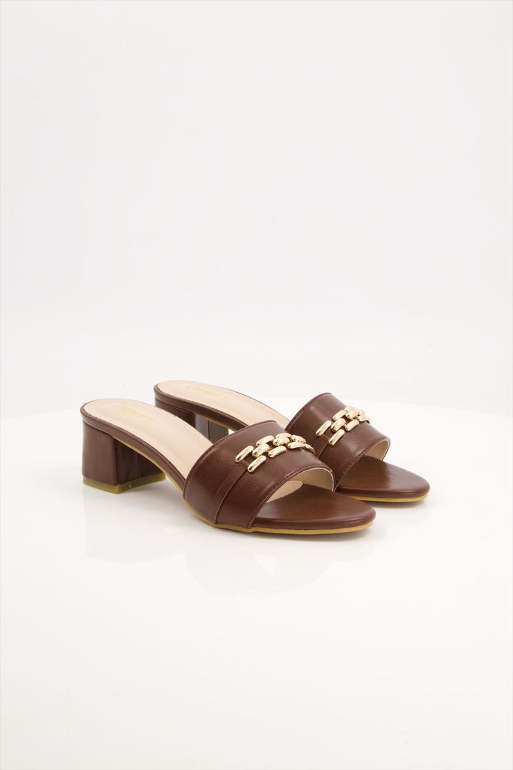 Classic Espresso Brown Block Heels Chappal for Girls