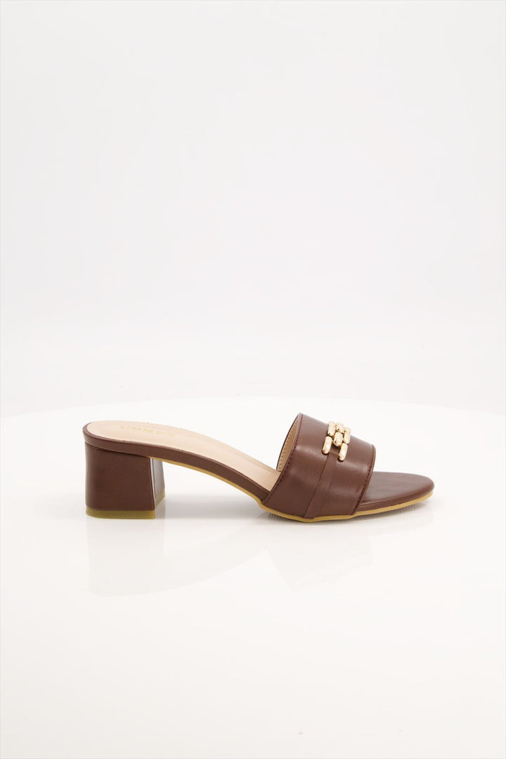 Classic Espresso Brown Block Heels Chappal for Girls