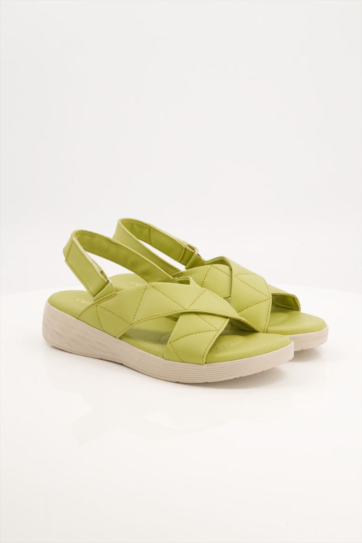 Lime Zest Leather Comfort Women Sandals for Office