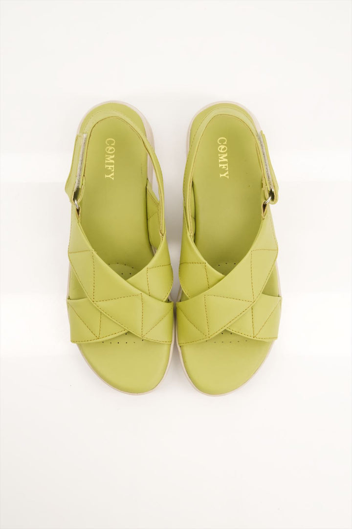 Lime Zest Leather Comfort Women Sandals for Office