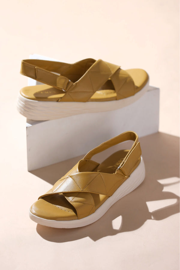 Sunlit Mustard Comfort Ladies Sandals New Design  -  heels.pk - BF-116-MUSTARD, Sandals, sandals women, WS:40373_5396 - https://heels.pk/collections/new-arrivals/products/buy-sunlit-mustard-comfort-ladies-sandals-new-design-in-pakistan