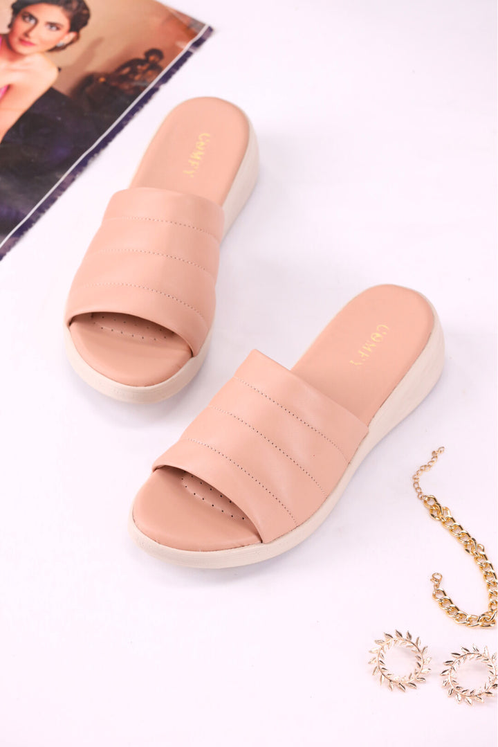 Medicated Pink Sheep Leather Slides Shoes Ladies