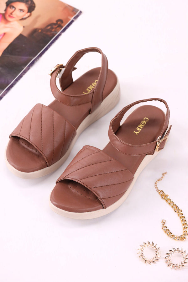 Cocoa Comfort Sheep Leather Ladies Sandals Pakistan  -  heels.pk - BF-119-BROWN, Sandals, sandals women, WS:40356_5449 - https://heels.pk/collections/new-arrivals/products/buy-cocoa-comfort-sheep-leather-ladies-sandals-pakistan