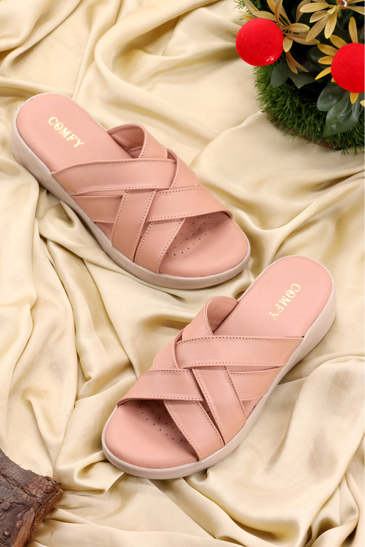 Women's Medicated Pink Crisscross Slides Online Pakistan