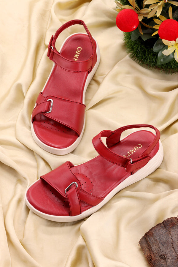 Medicated Red Comfort Women Sandals Online  -  heels.pk - BF-122-RED, sandals women, Women, WS:40363_5771 - https://heels.pk/collections/new-arrivals/products/buy-medicated-red-comfort-women-sandals-online-in-pakistan