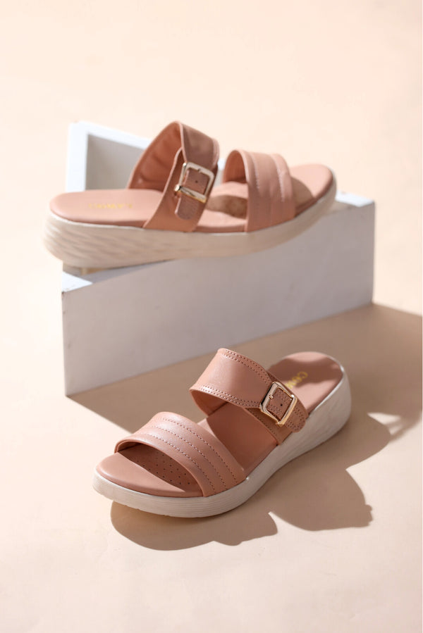 Medicated Pink Buckle Slides for Women  -  heels.pk - BF-123-PINK, slides women, Women, WS:40364_5780 - https://heels.pk/collections/new-arrivals/products/buy-medicated-pink-buckle-slides-for-women-in-pakistan