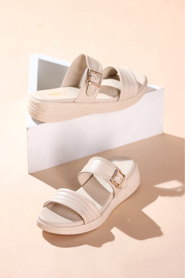 Medicated Cream Buckle Slides Shoes Girls