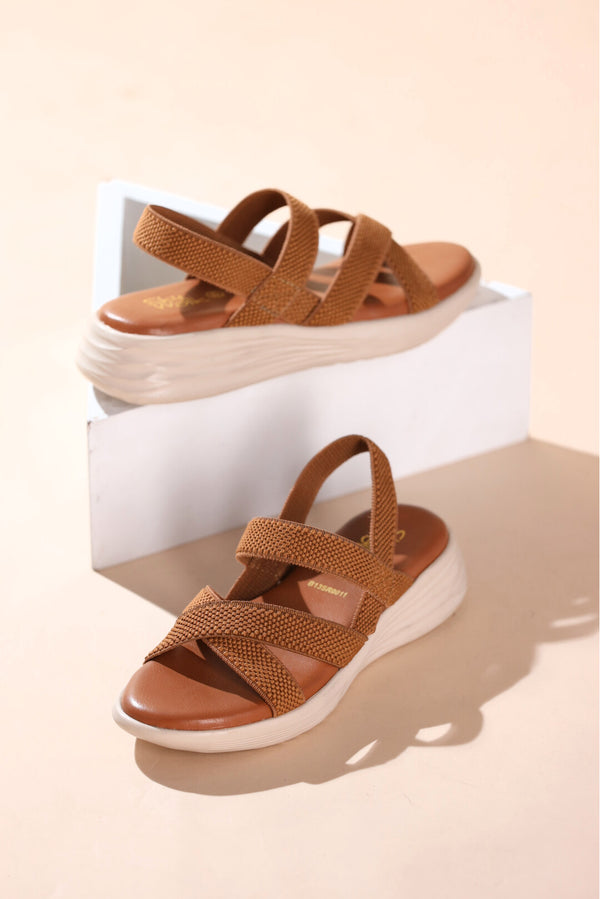 Golden Weave Comfort Women Sandals Online Pakistan  -  heels.pk - BF-130-TAN, Sandals, sandals women, WS:40371_5446 - https://heels.pk/collections/new-arrivals/products/buy-golden-weave-comfort-women-sandals-online-pakistan