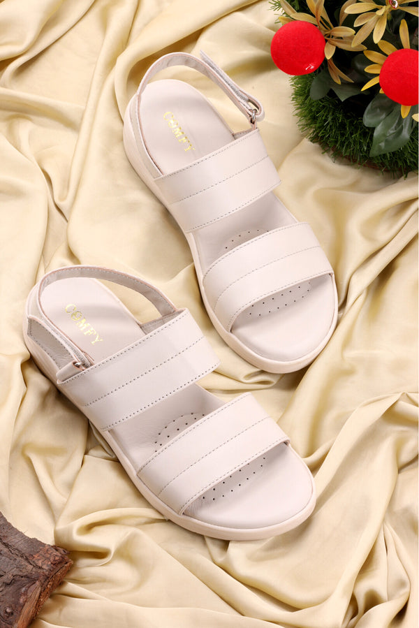 Cream Serenity Women Sandals Flat  -  heels.pk - BF-131-CREAM, sandals women, Women, WS:40372_5770 - https://heels.pk/collections/new-arrivals/products/buy-cream-serenity-women-sandals-flat-online-in-pakistan