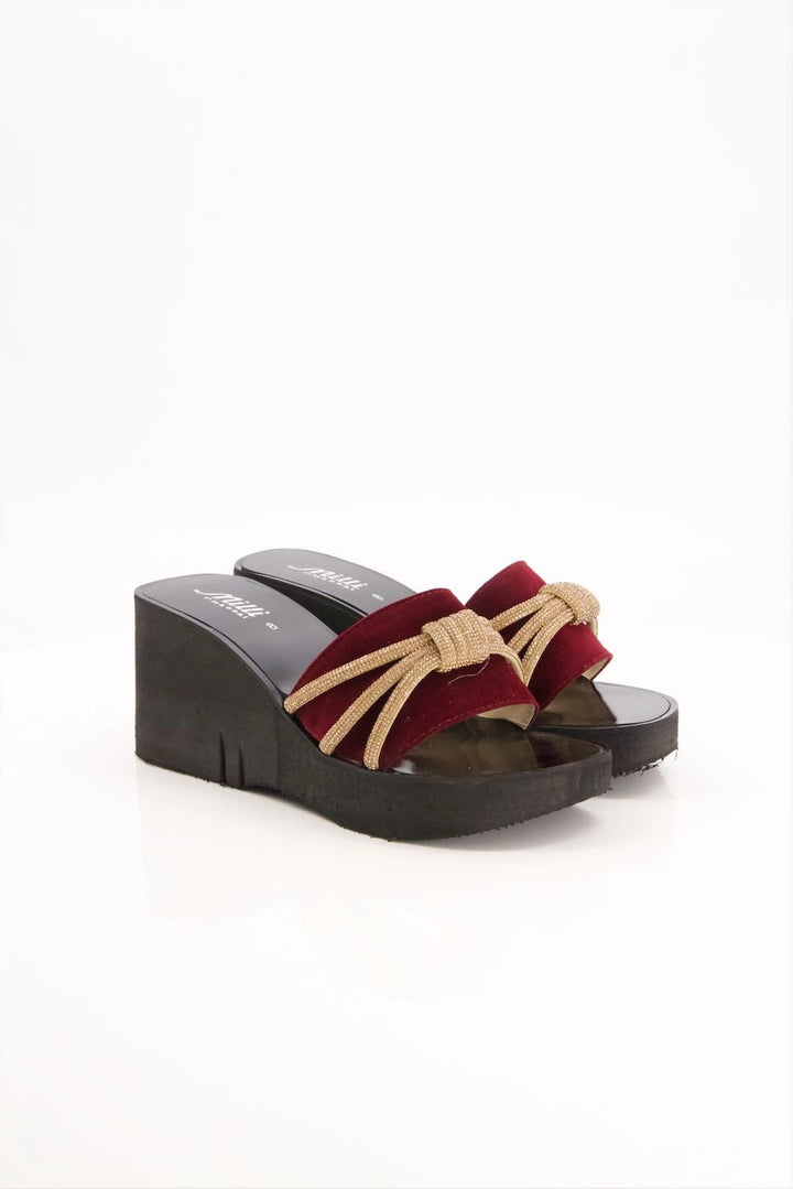Chic Maroon Velvet Wedge Heels - Timeless Elegance  -  heels.pk - maroon heel, MIL-G01-MAROON, wedge heel - https://heels.pk/collections/new-arrivals/products/chic-maroon-velvet-wedge-heels-timeless-elegance