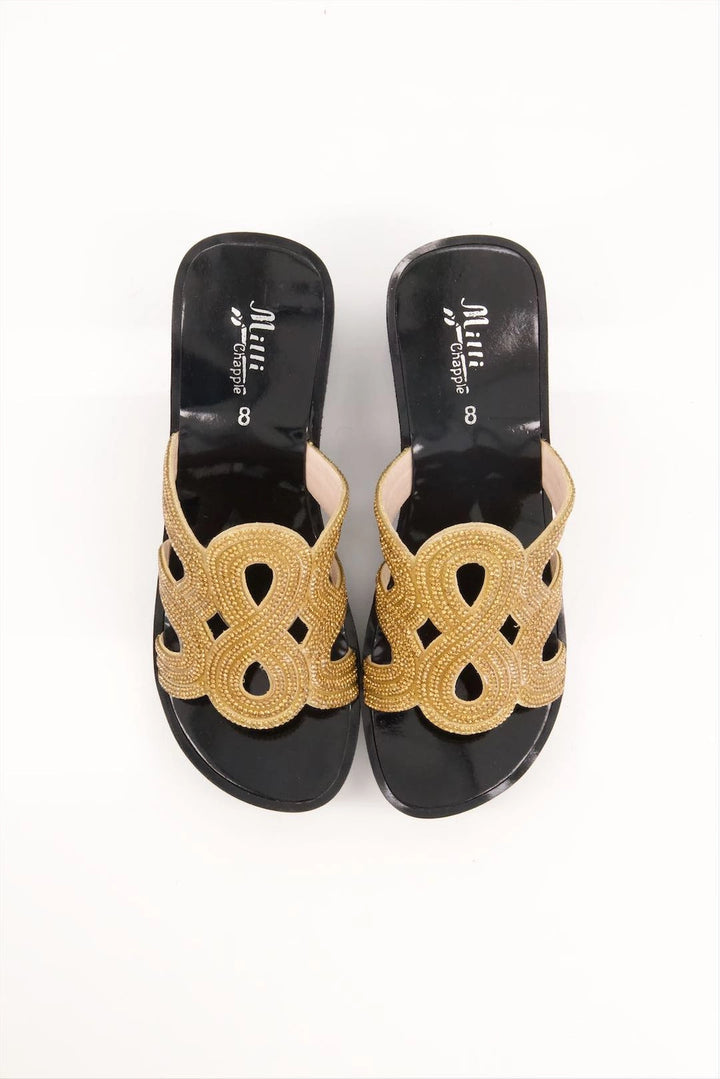 Dazzling Golden Wedge Heel Sandals - Effortless Glamour  -  heels.pk - golden heel, MIL-G02-GOLDEN, wedge heel - https://heels.pk/collections/new-arrivals/products/dazzling-golden-wedge-heel-sandals-effortless-glamour