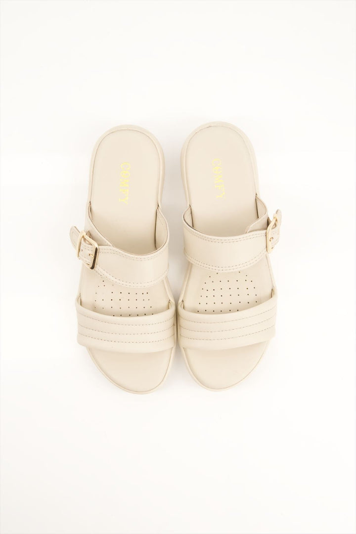 Medicated Cream Buckle Slides Shoes Girls