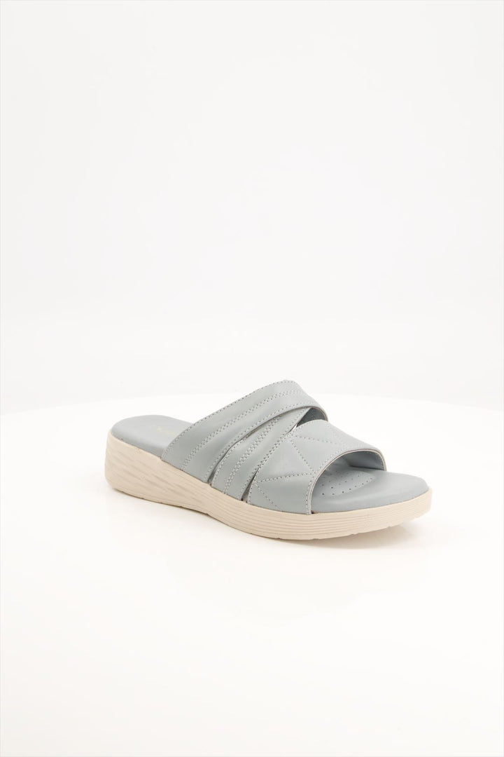 Comfy Sky Grey Quilted Slides Shoes for Girls